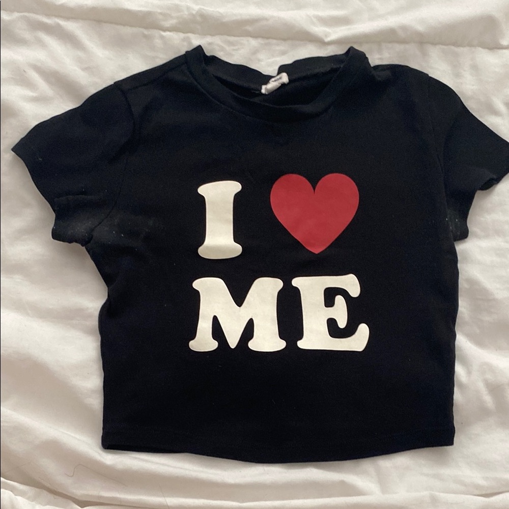 Garage Black and Red Crop Top with Heart Graphic
